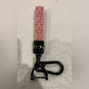 MAZDA Pink Leather Metallic Black Keychain
